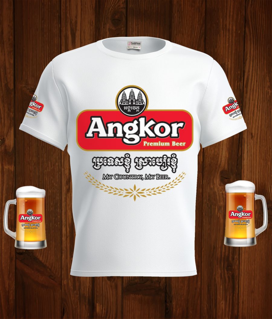 Angkor Beer Logo White Short Sleeve T-Shirt Gift New Fashion