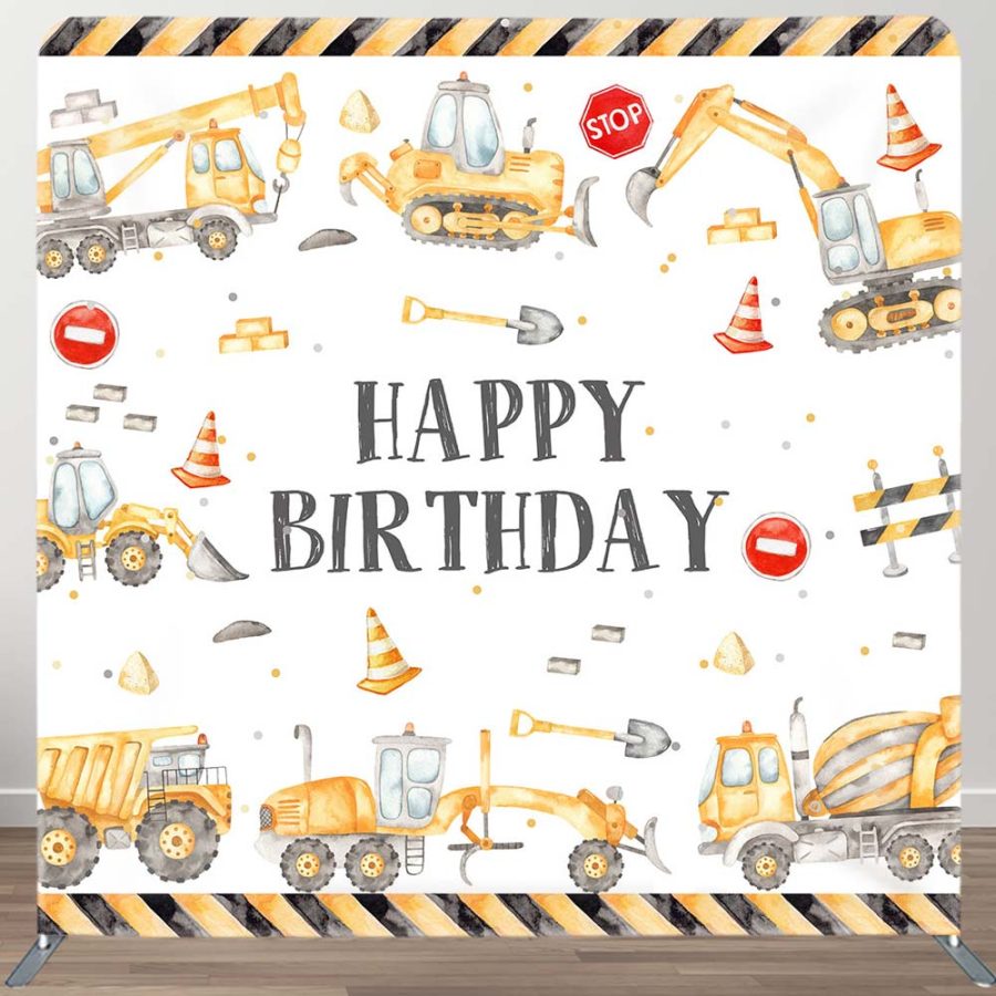 Aperturee Boy Grab Excavator Birthday Square Tension Backdrop | Custom Birthday Backdrops | Birthday Party Decorations | Simple Backdrop For Birthday