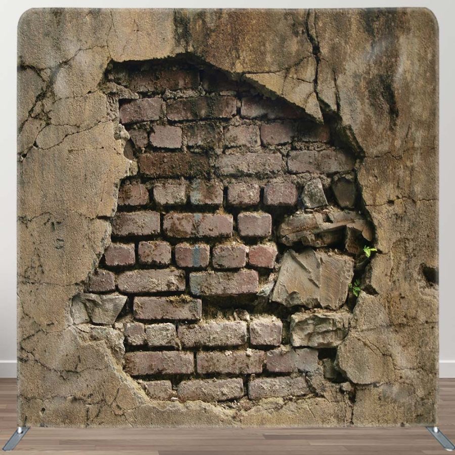 Aperturee Broken Brick Wall Photography Square Tension Backdrop | Photo Booth Backdrop | Professional Photography Backdrop | Photo Studio Backdrop