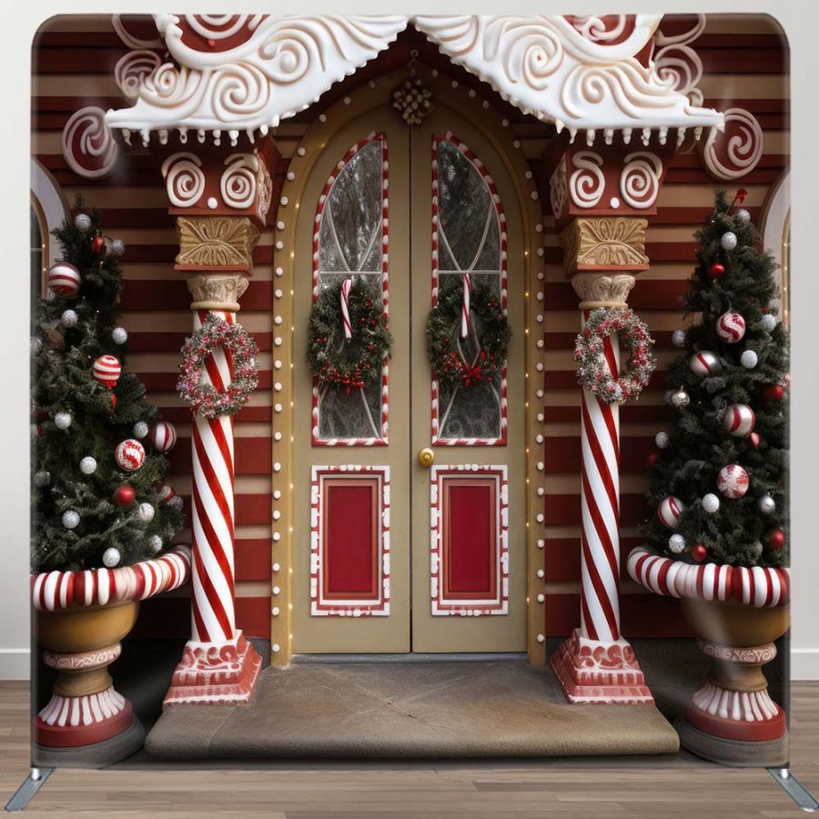 Aperturee Candy Shop Christmas Party Square Tension Backdrop | Xmas Backdrop | Christmas Photoshoot Backgrounds | Christmas Backdrops For Photography