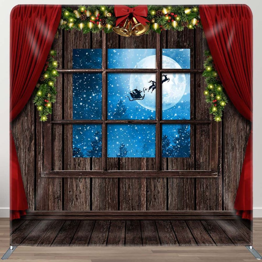 Aperturee Christmas Eve Red Curtain Night Tension Backdrop | Diy Christmas Backdrop | Christmas Backdrops For Photography | Christmas Background Photography