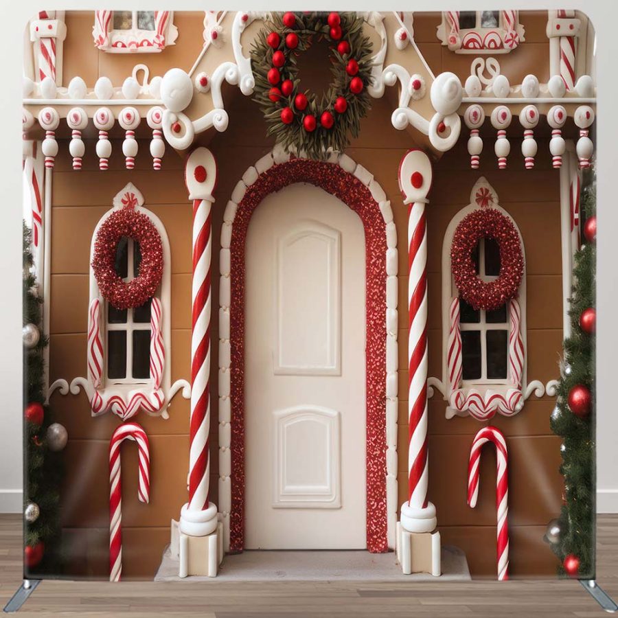 Aperturee Christmas Gingerbread House Photo Fabric Backdrop | Christmas Photo Booth Backdrop | Christmas Backdrops For Photography | Christmas Photoshoot Backgrounds