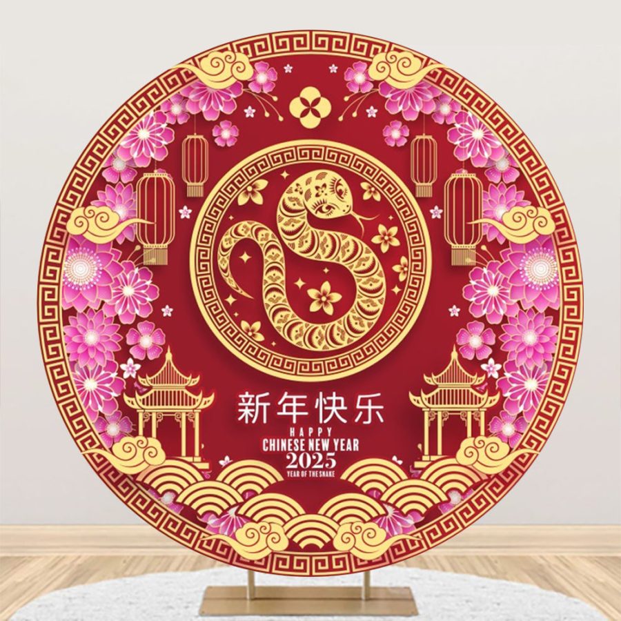 Aperturee Circular Snake Zodiac Chinese Happy New Year Backdrop - Aperturee