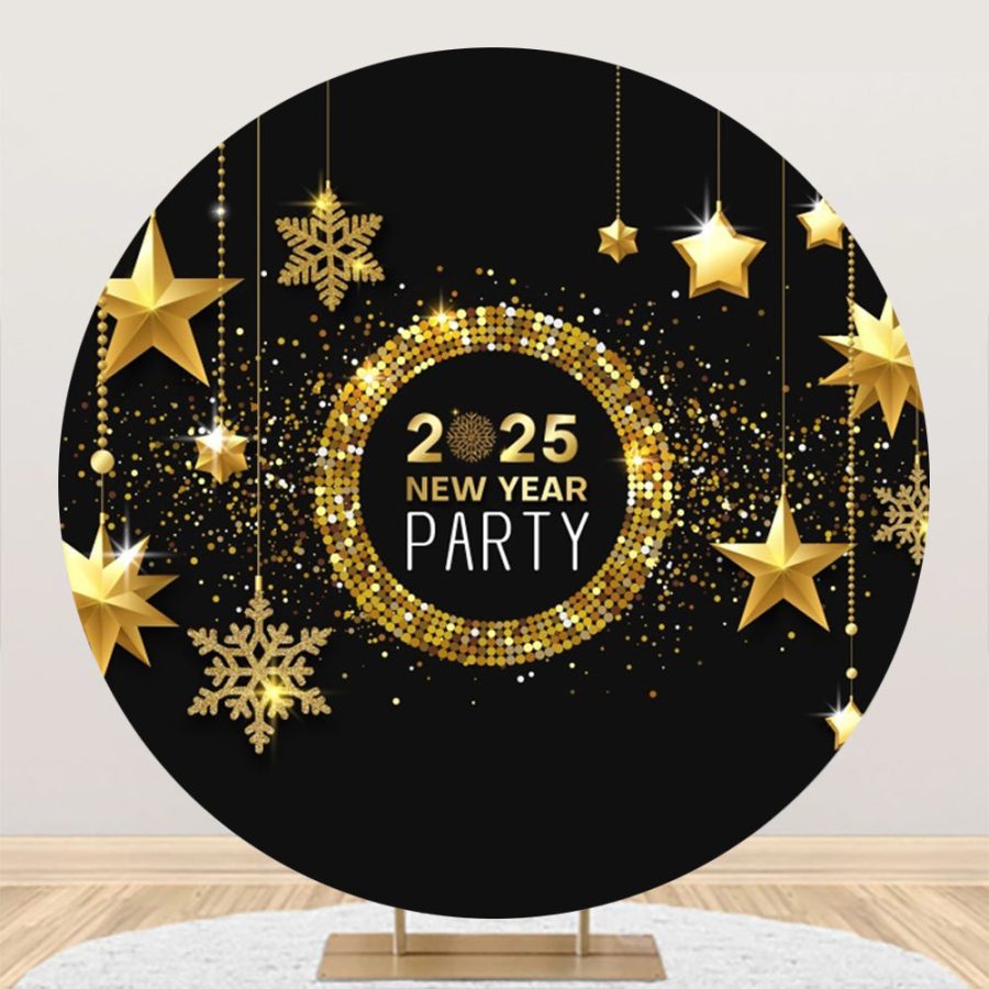 Aperturee Hexagram Shiny 2025 New Year Round Party Backdrop