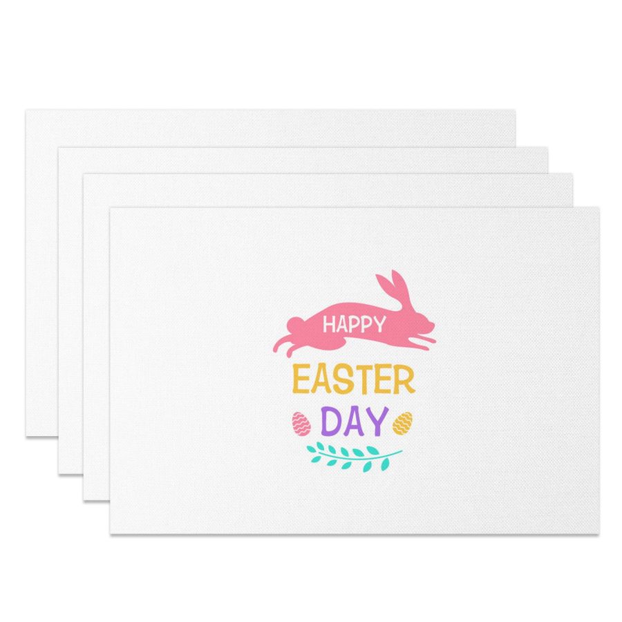 Aperturee Pink Bunny Egg Hapyy Easter Day Set Of 4 Placemats, 14x12 Inch, 15.8 USD, NYJY00430-S, placemats