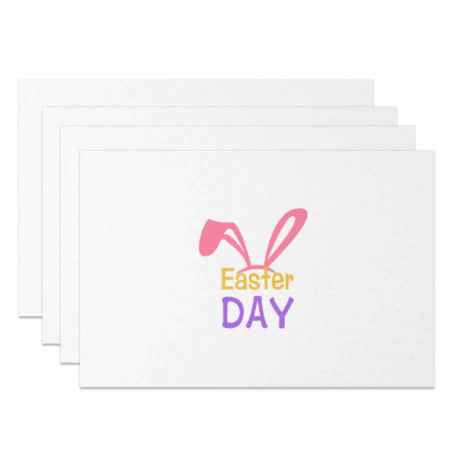 Aperturee Pink Rabbit Ears Hapyy Easter Day Set Of 4 Placemats, 14x12 Inch, 15.8 USD, NYJY00429-S, placemats