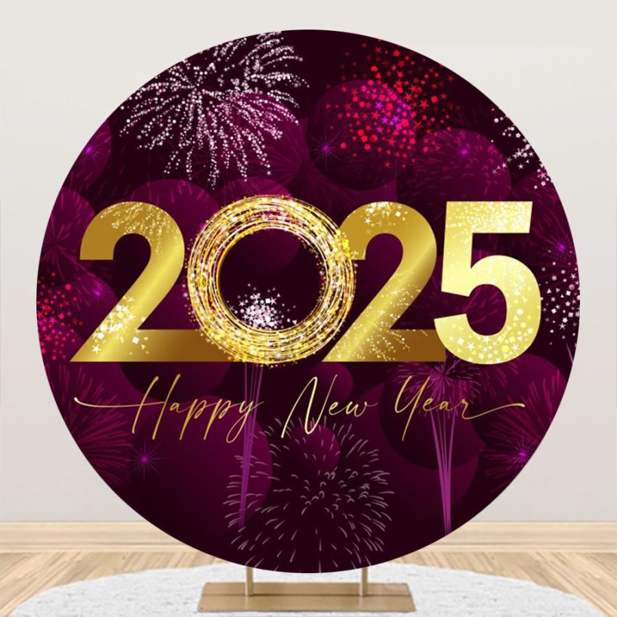 Aperturee Purple Dazzling New Year Night Party Circle Backdrop