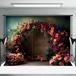 Aperturee Retro Dark Pink Floral Fine Art Photography Backdrop