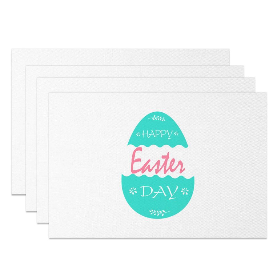 Aperturee Simple Green Broken Egg Easter Set Of 4 Placemats, 14x12 Inch, 15.8 USD, NYJY00427-S, placemats