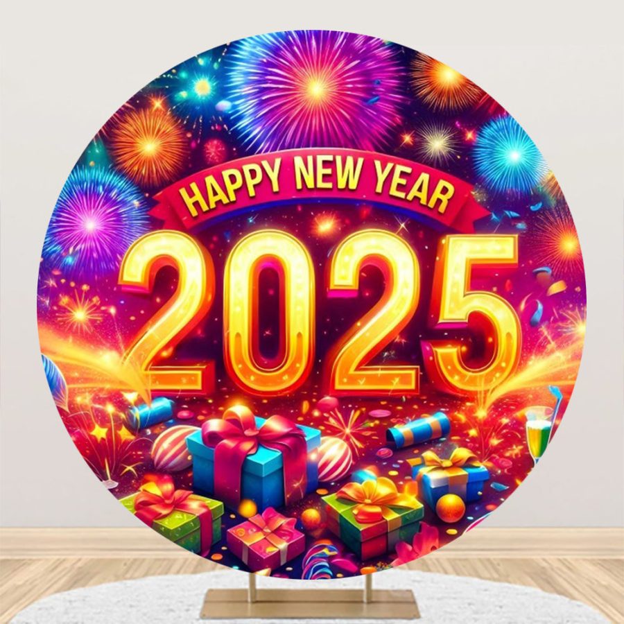 Aperturee Splendour 2025 Happy New Year Party Round Backdrop