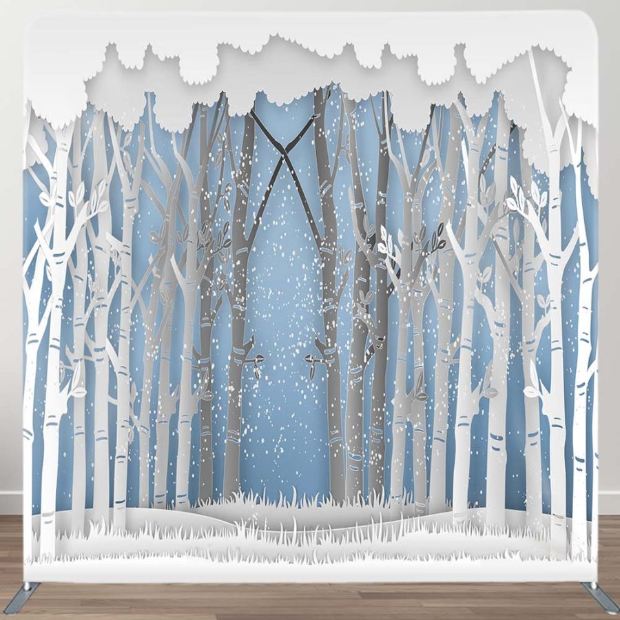 Aperturee Winter Forest Scene Decoupage Square Tension Backdrop | Photography Backdrops | Photography Cloth Backdrop | Photography Photo Background