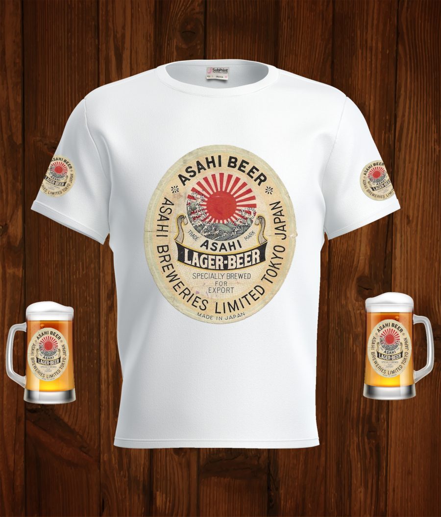 Asahi Beer Logo White Short Sleeve T-Shirt Gift New Fashion