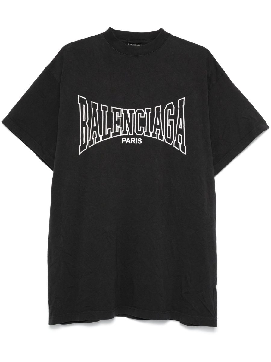 BALENCIAGA Logo Graphic Print T-Shirt Washed Black/Black