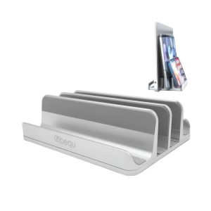 BEQU 4-in-1 Vertical Laptop Stand/Holder, Heavy Duty Aluminum (Silver)