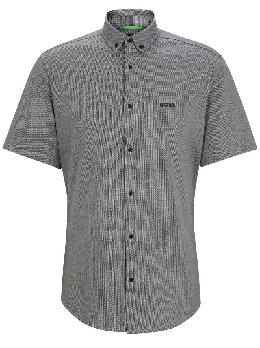 BOSS Logo Embroidered Shirt Light Grey