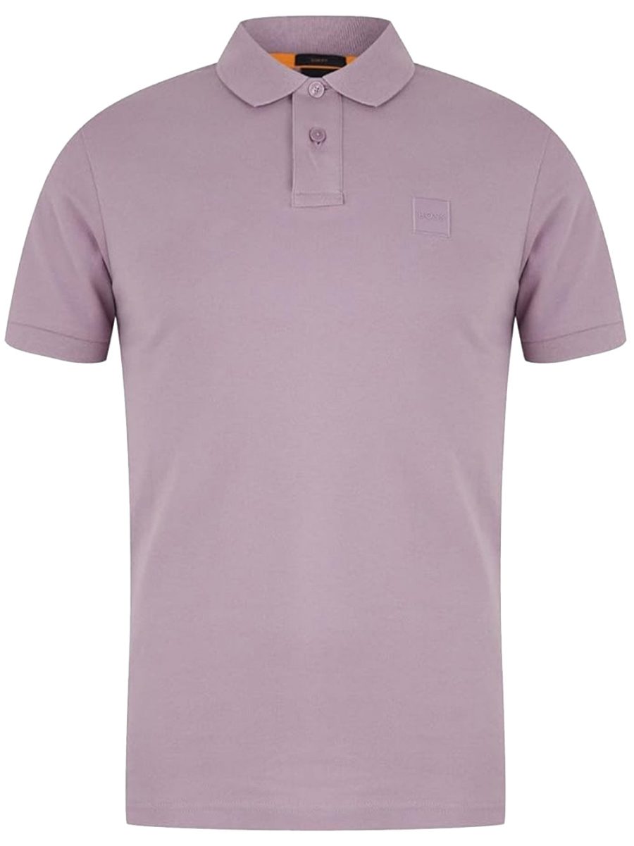 BOSS Passenger Logo Patch Pique Polo Shirt Open Purple