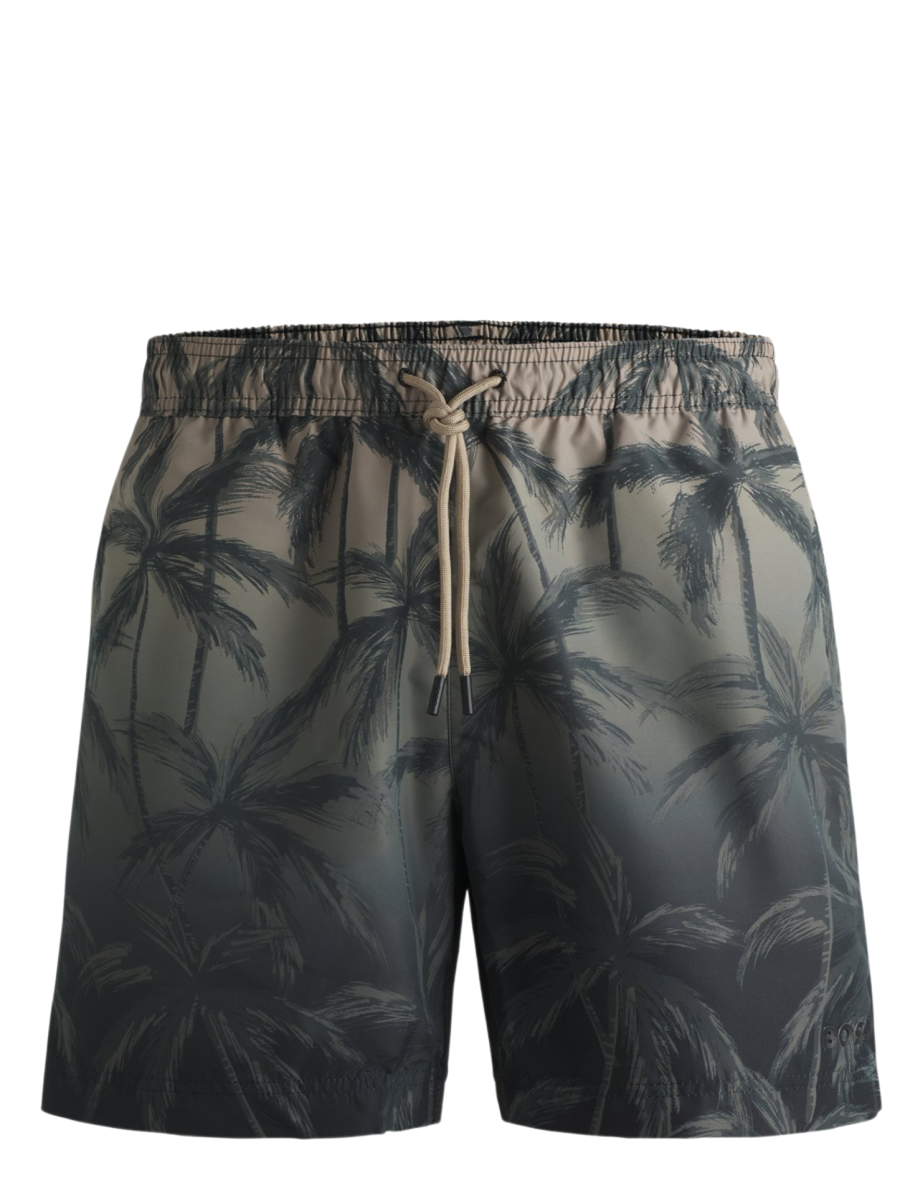 BOSS Printed Swim Shorts Dark Beige