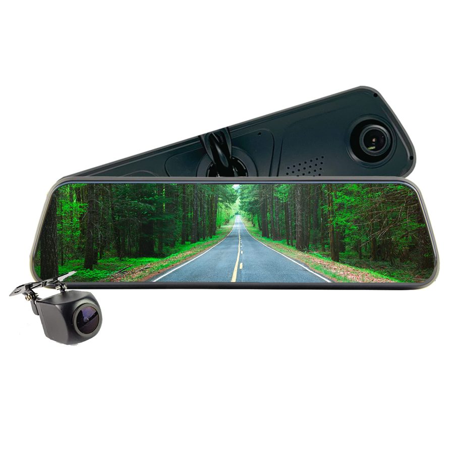 BRAND MOTION FVMR-1100 FullVUE Mirror and Camera System | Front Dash Cam and Rear View Camera Always On | Recording | Touch Screen Mirror | Lux Night Vision | G-Shock Sensor | Reverse Backup