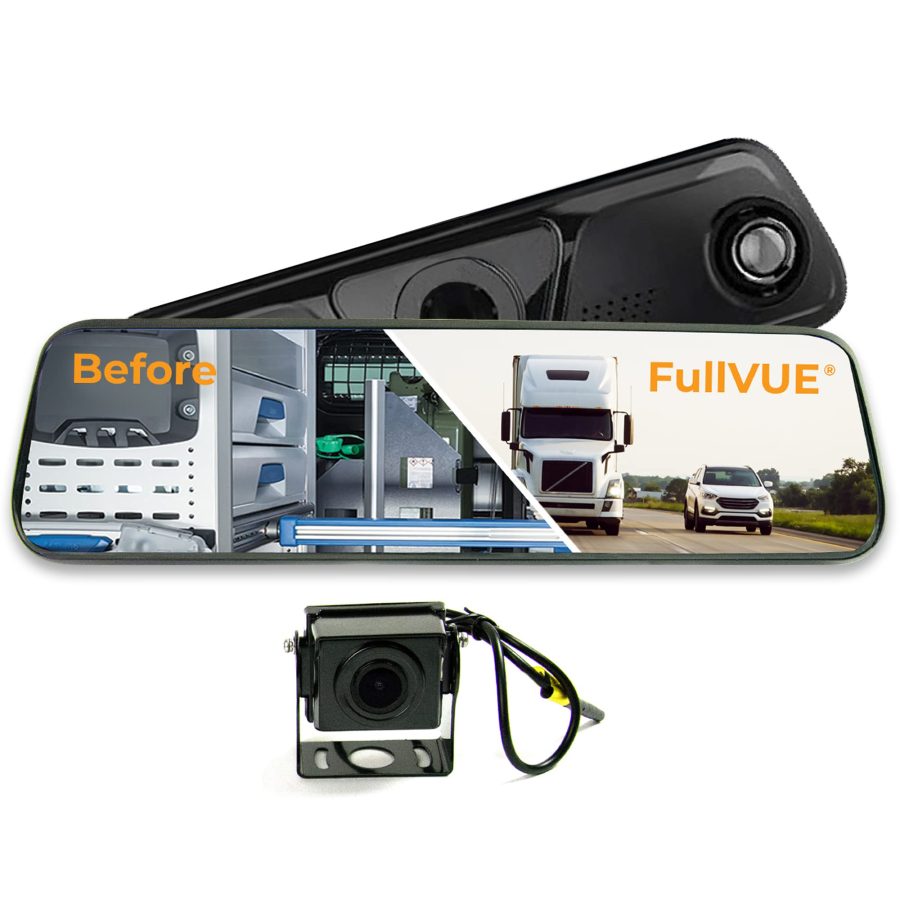 BRAND MOTION FVMR-1150 Commercial FullVUE Mirror and Camera System | Front Dash Cam and Rear View Camera Always On Recording | Touch Screen Mirror | Night Vision | G-Shock Sensor | Reverse Backup