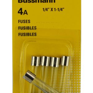 BUSSMANN BPAGC4RP Bussman BP/AGC-4-RP 4 Amp 1/4 INCH X 1-1/4 INCH Fast-Acting Glass Tube Fuses 5 Count