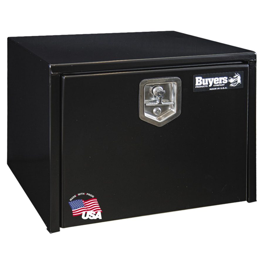 BUYERS PROD 1702300 Black Steel Underbody Truck Box w/ T-Handle Latch, 18x18x24 Inch, Contractor Toolbox For Organization And Storage, Job Tool Chest