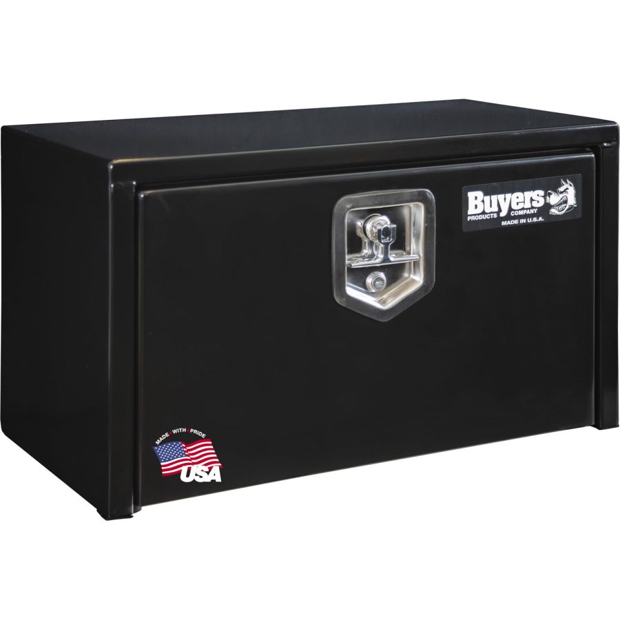 BUYERS PROD 1703350 Black Steel Underbody Truck Box With Lockable T-Handle Latch, 14 x 12 x 24 Inch, Made In The USA, Contractor Tool Box, Tool Chest For Storage & Organization, Durable Job Box