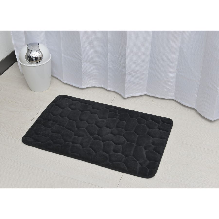 Bath Rug Memory Foam Mat 3D Pebble Black 32"L x 20"W