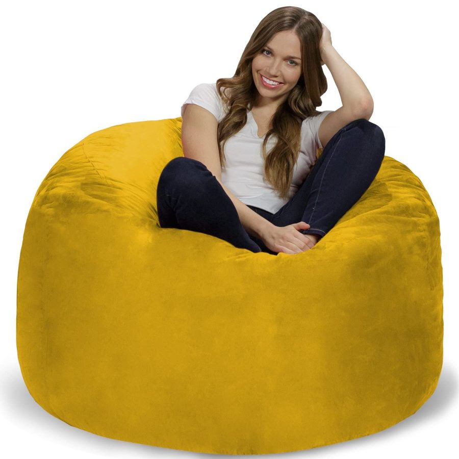 Bean Bag Chair: Giant 4' Memory Foam Furniture Bean Bag - Big Sofa With Soft Mic