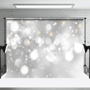 Bokeh Silver Dots Starts Portrait Photo Backdrop - Aperturee