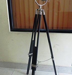 British Royal Master Stainless Steel Wood Tripod Floor Lamp