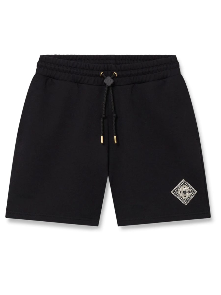 CASABLANCA Pearl Diamond CC Logo Patch Sweat Shorts Black