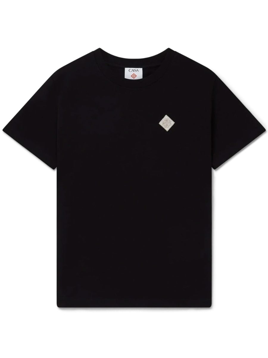 CASABLANCA Pearl Diamond CC Logo Patch T-Shirt Black