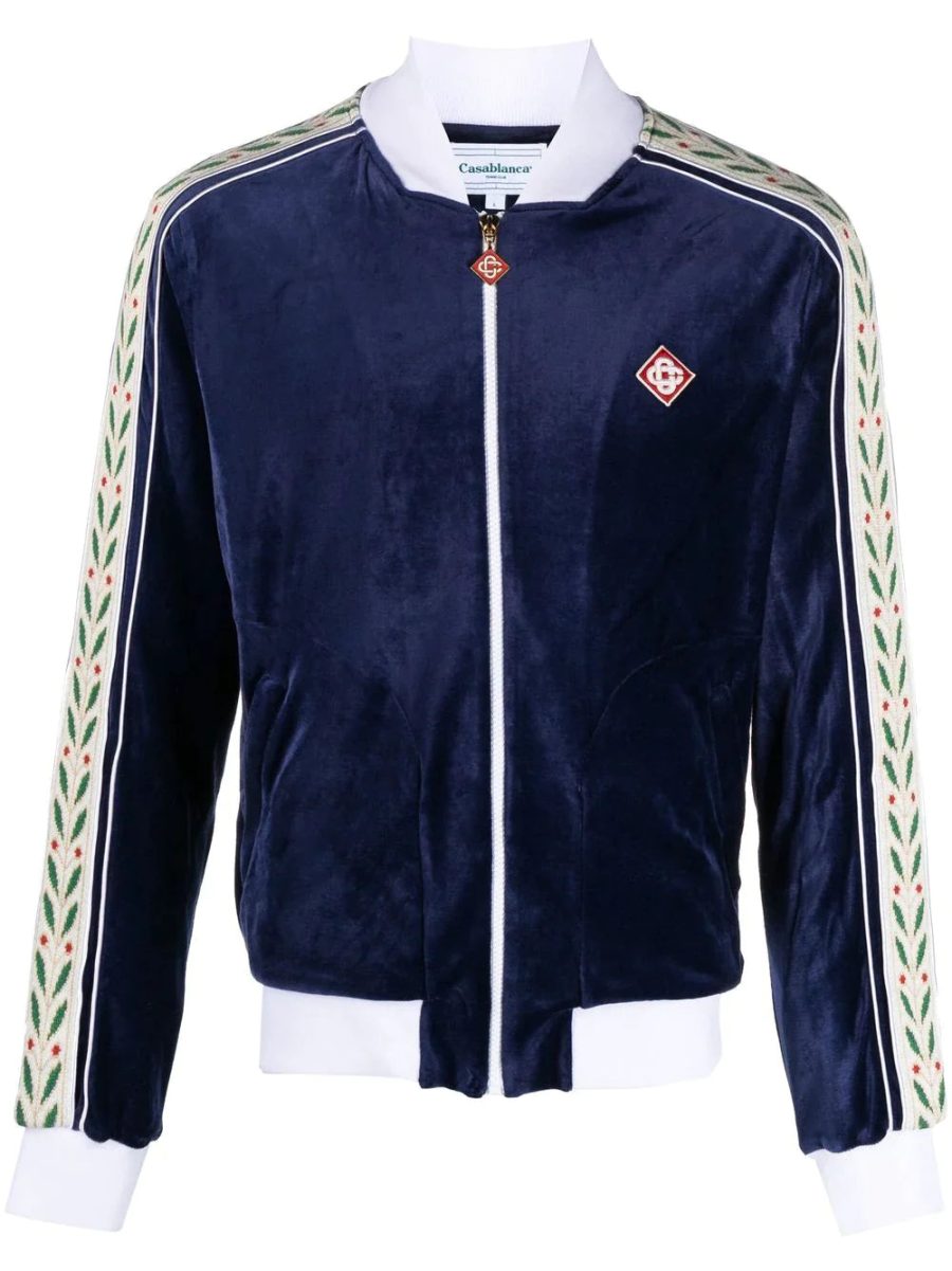 CASABLANCA Velour Laurel Track Jacket Navy