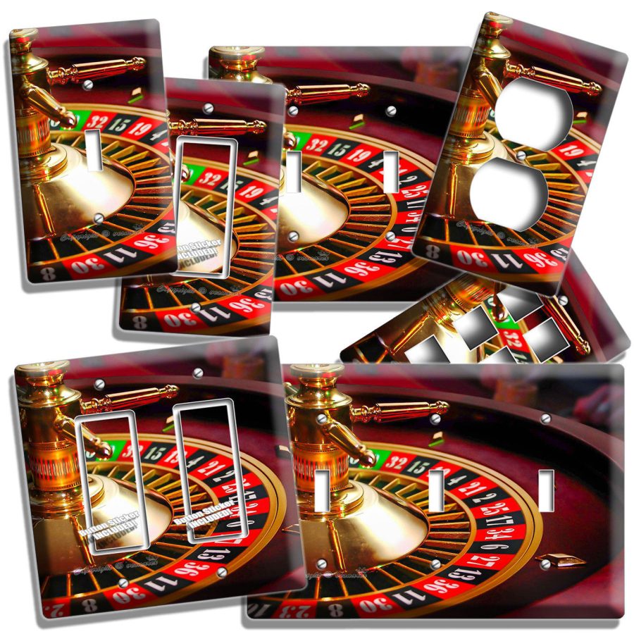 CASINO ROULETTE TABLE WHEEL LIGHT SWITCH OUTLET WALL COVER MAN CAVE ROOM DECOR