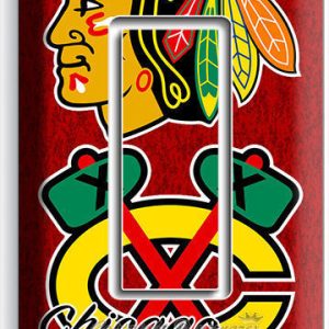 CHICAGO BLACKHAWKS HOCKEY SINGLE GFCI LIGHT SWITCH PLATE GAME BOYS ROOM GARAGE