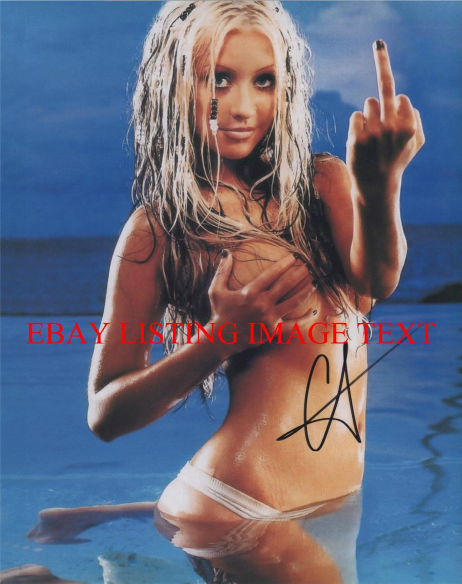 CHRISTINA AGUILERA AUTOGRAPHED 8x10 RP PHOTO THE FINGER VOICE VERY SEXY