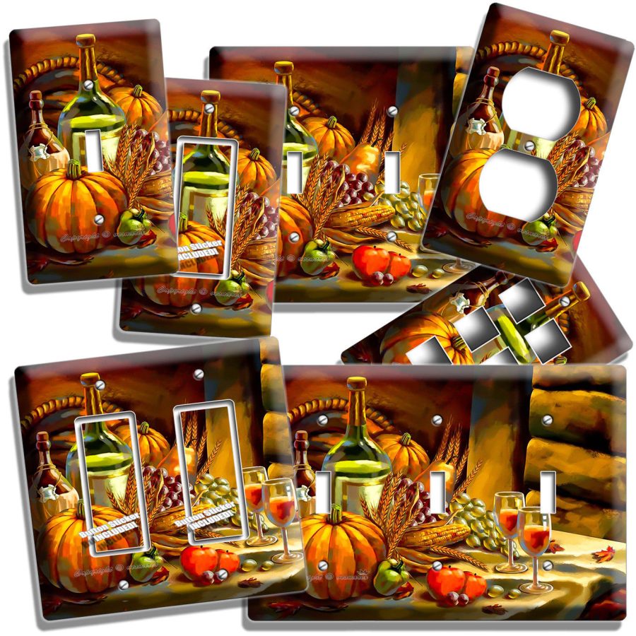 COUNTRY HARVEST WINE BOTTLES LIGHT SWITCH OUTLES WALL PLATE COVER KITCHEN DECOR