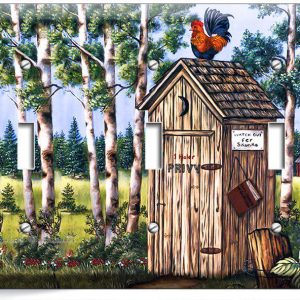 COUNTRY RUSTIC OUTHOUSE FARM FRENCH ROOSTER 3 GANG LIGHT SWITCH WALL PLATE DECOR