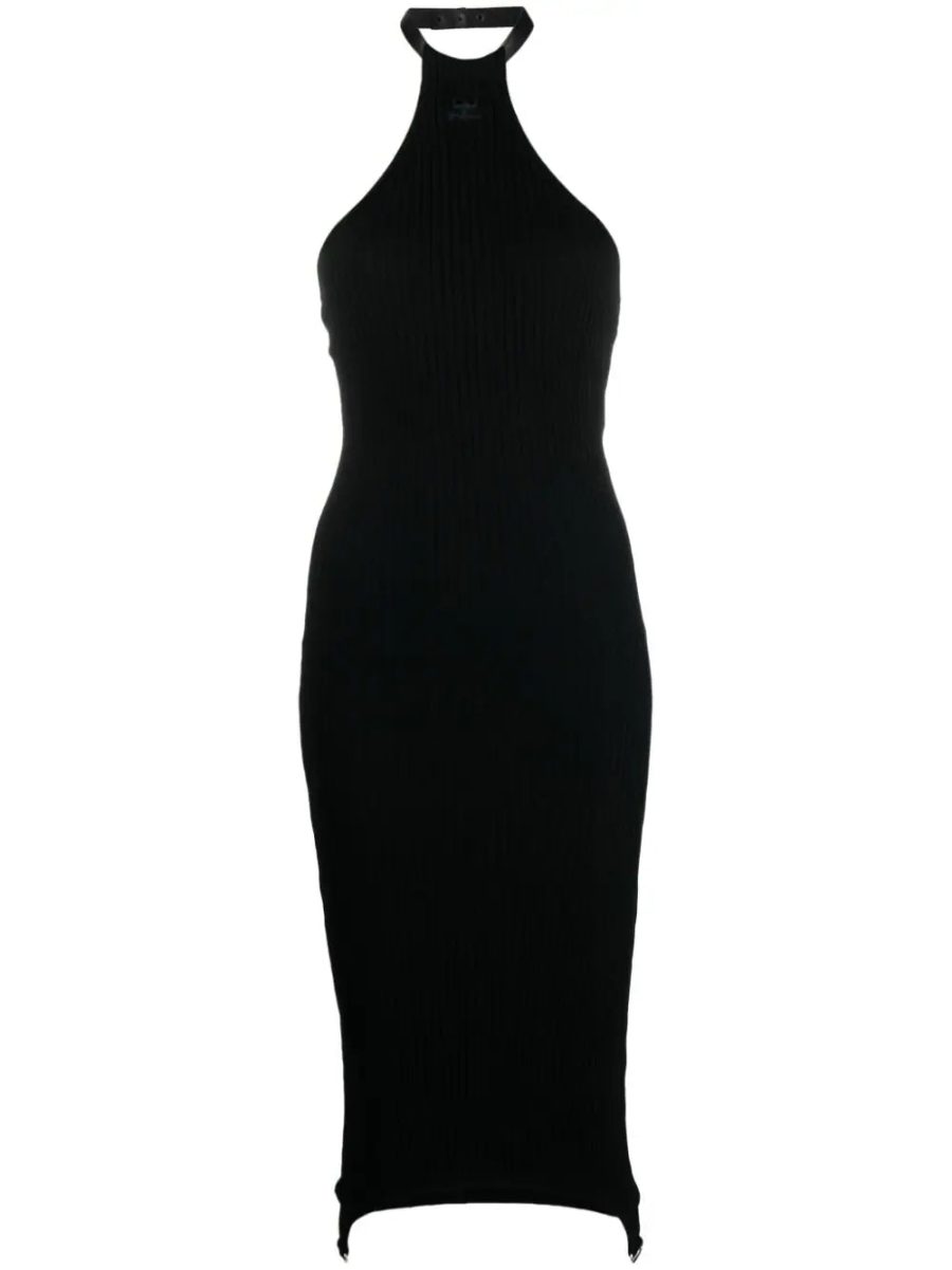 COURRÉGES WOMEN Halterneck Logo Knitted Dress Black