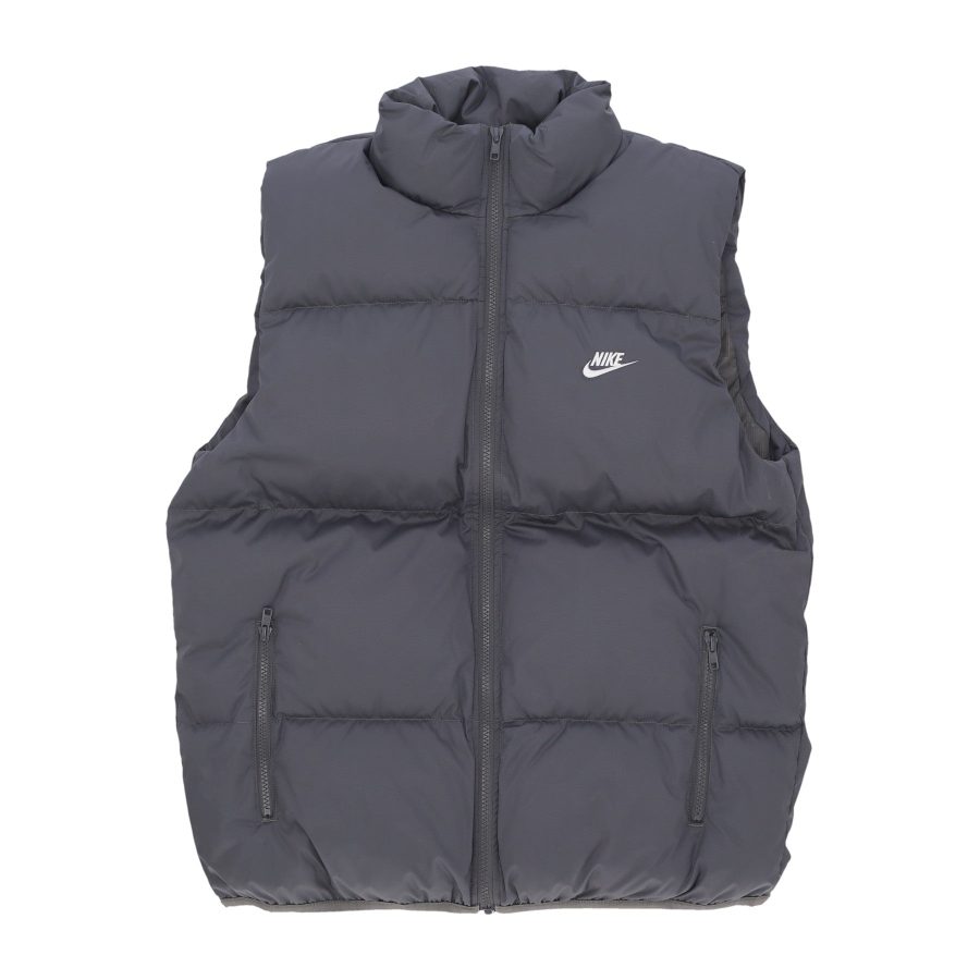 Club Puffer Vest Men's Sleeveless Down Jacket Iron Grey/white