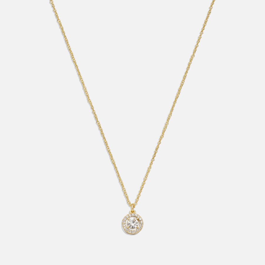 Coach Pave Halo Pendant Gold-Plated Necklace