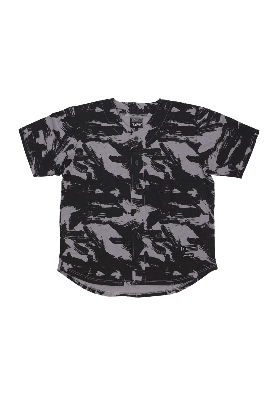 Coat Buttons Men's Baseball Shirt Black/camo