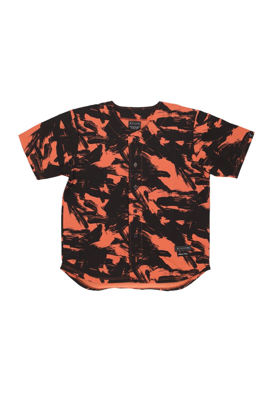 Coat Buttons Men's Baseball Shirt Orange/camo