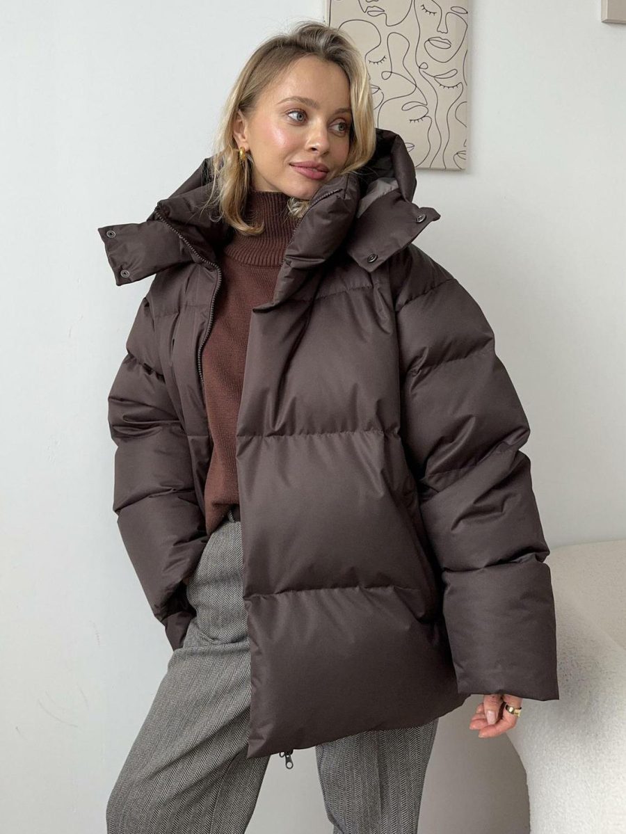 Cotton Puffer Jacket With Hood Winter Quilted Loose Outerwear For Women 2024