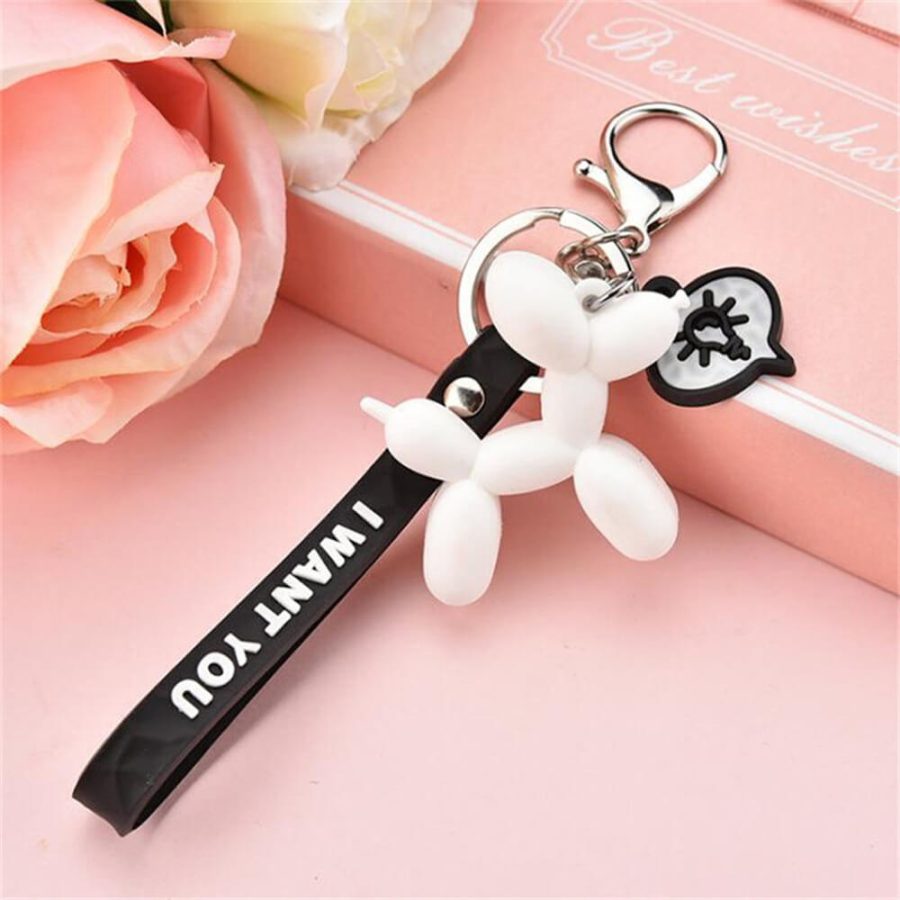 Cute Balloon Dog Car Keychain