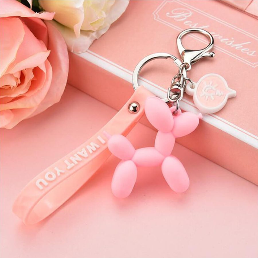 Cute Balloon Dog Car Keychain