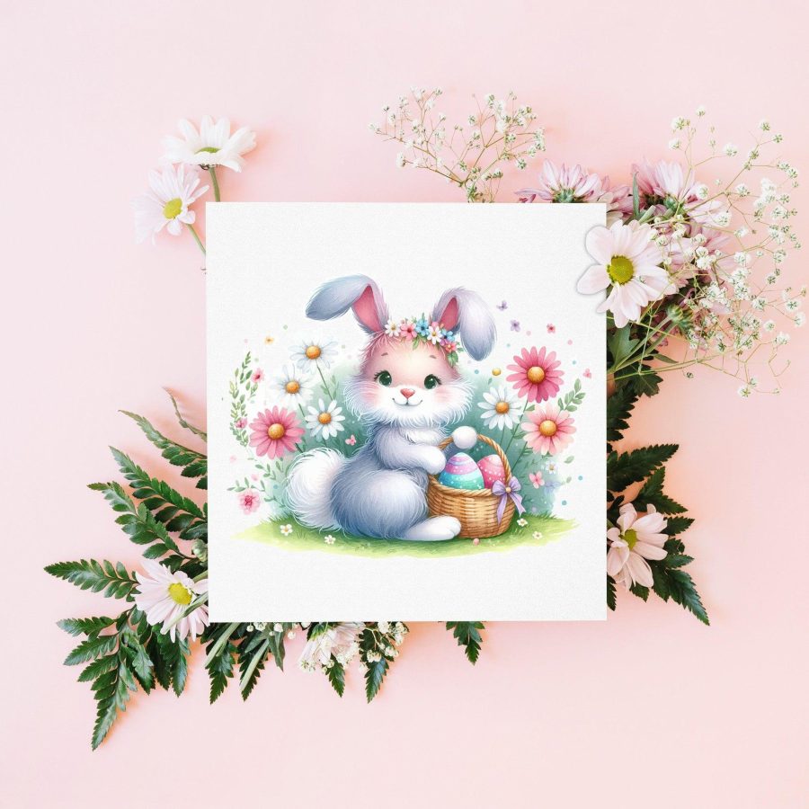 Cute Easter Chickens Egg Basket Holiday Card