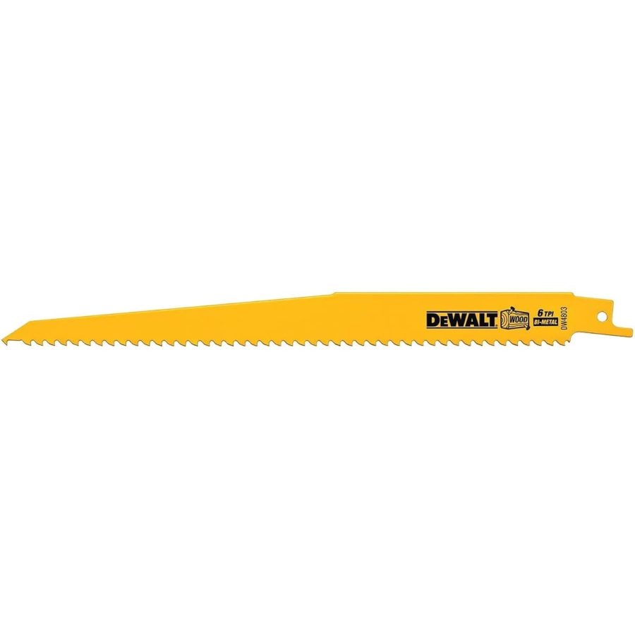 DEWALT Reciprocating Saw Blades, Tapered Back, Bi-Metal, 9-Inch 6-TPI, 5-Pack (D