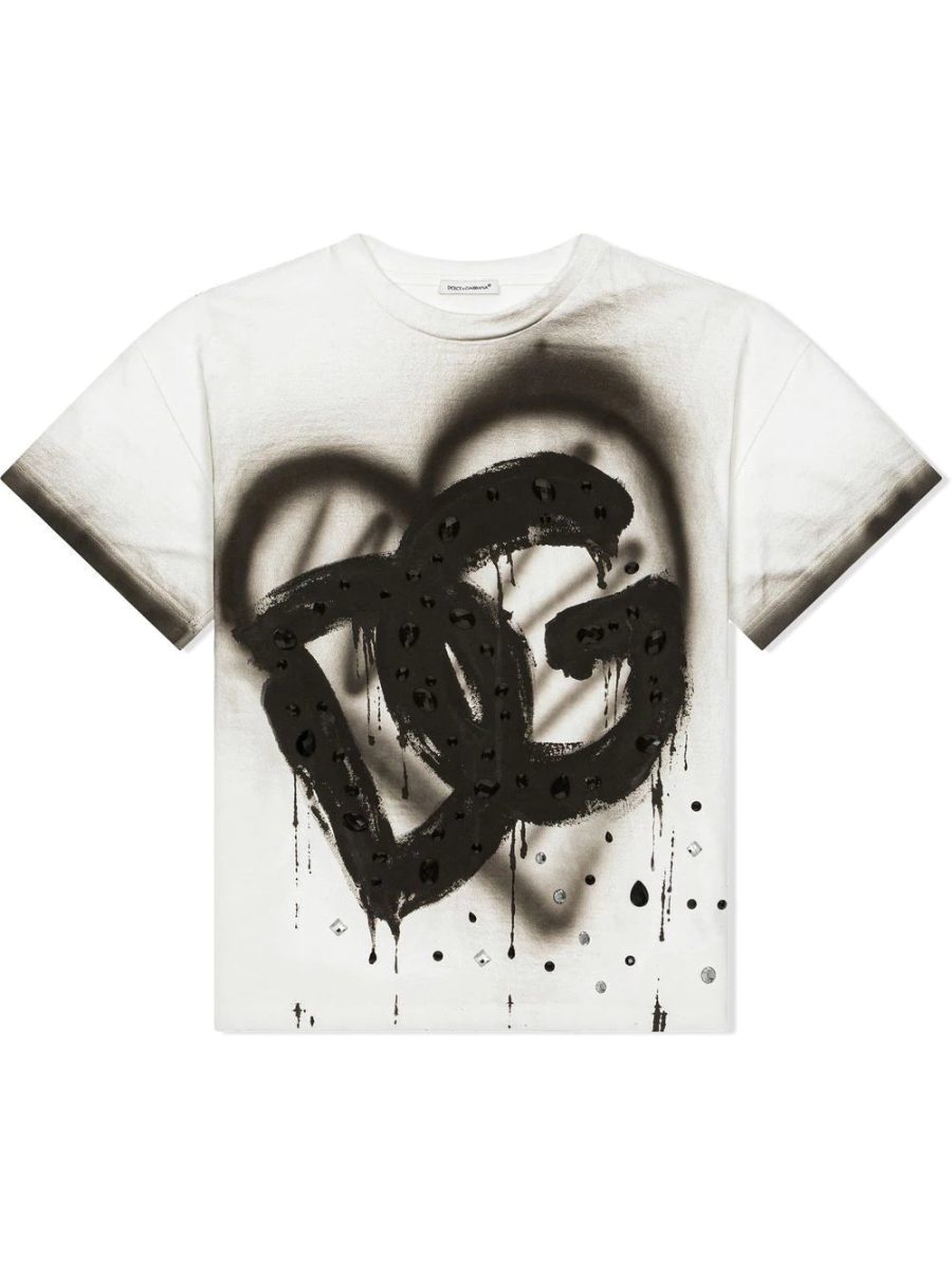 DOLCE & GABBANA KIDS DG Graffiti-Print T-shirt White Black