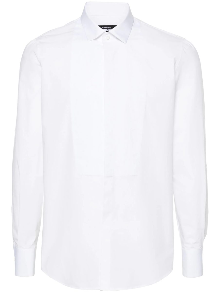 DSQUARED2 Long Sleeve Stretch Cotton Shirt White